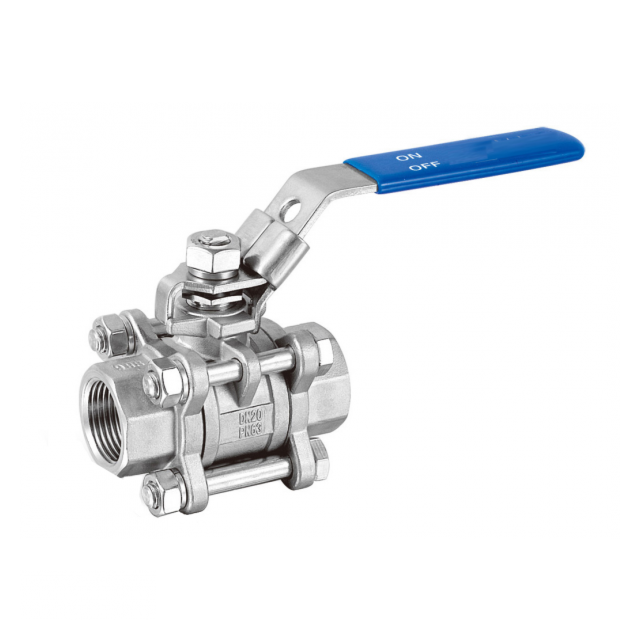 Válvula de bola de tres piezas ISO-Top 5211 de paso total H/H